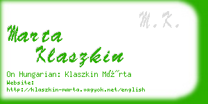 marta klaszkin business card